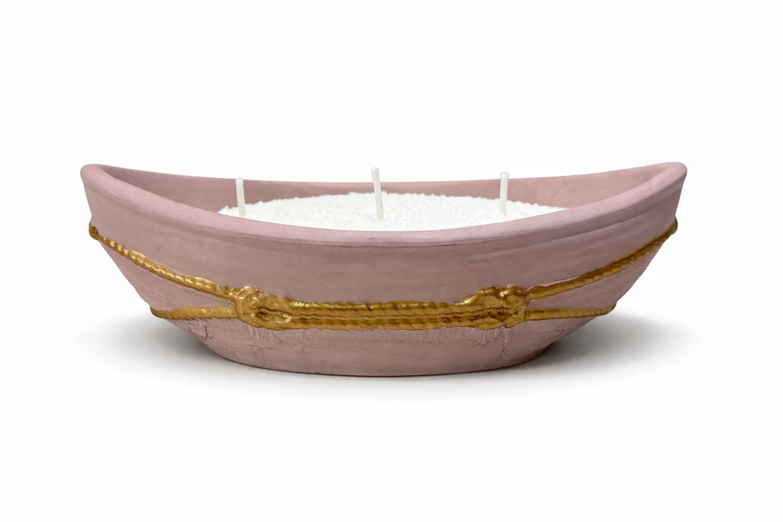 Set lumânare nisip cu suport ceramic in forma de Barcuta,