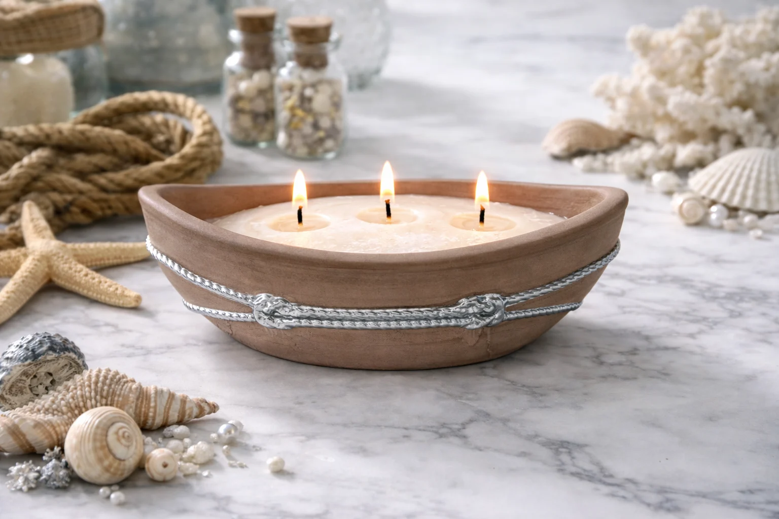 Lumânare handmade în recipient ceramic reutilizabil | set lumânare DIY ceară de soia
