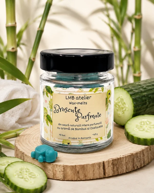 Broscuțe Țestoase Wax Melts din Ceară de Soia Bamboo & Castravete