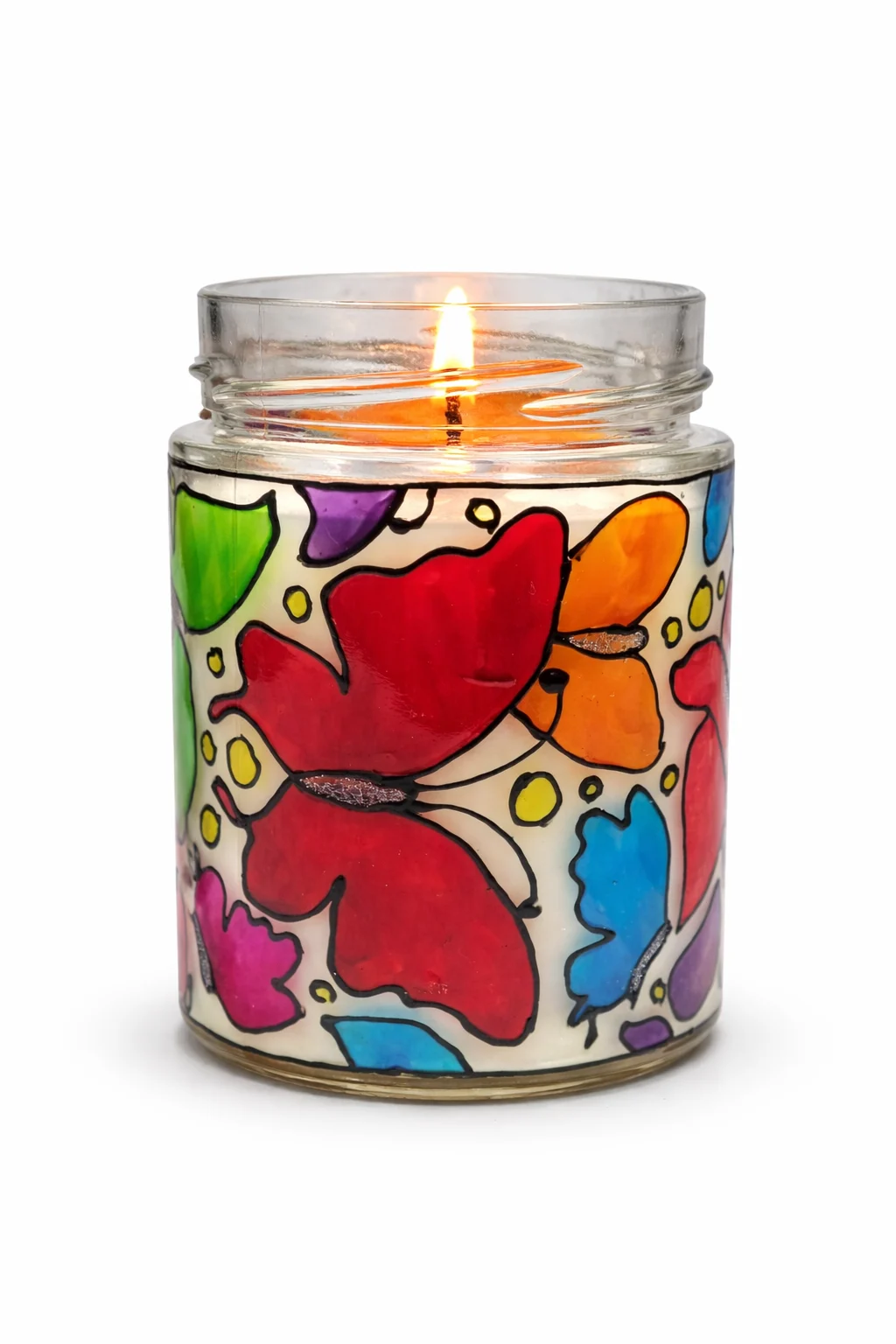 Lumânare soia decorativă „Fluturi” – cadou handmade care devine lampă ambientală