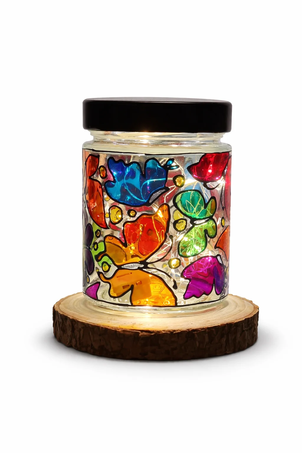 Lumânare soia decorativă „Fluturi” – cadou handmade care devine lampă ambientală