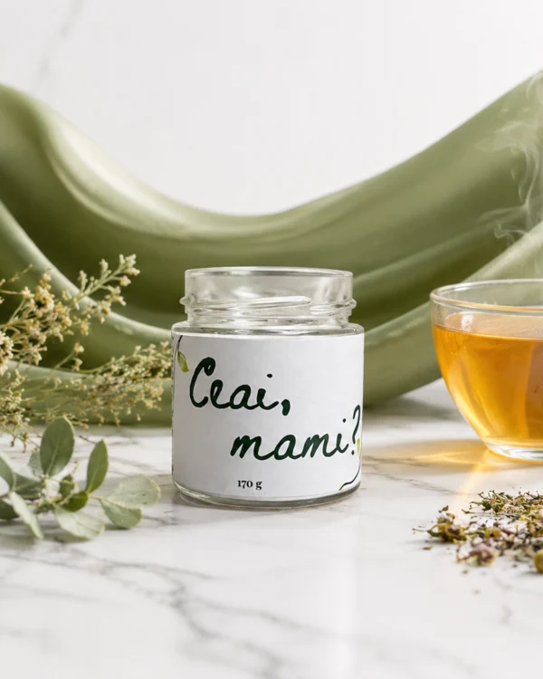 Lumânare parfumată Ceai, mami? din ceară de soia 170g – parfum ceai verde