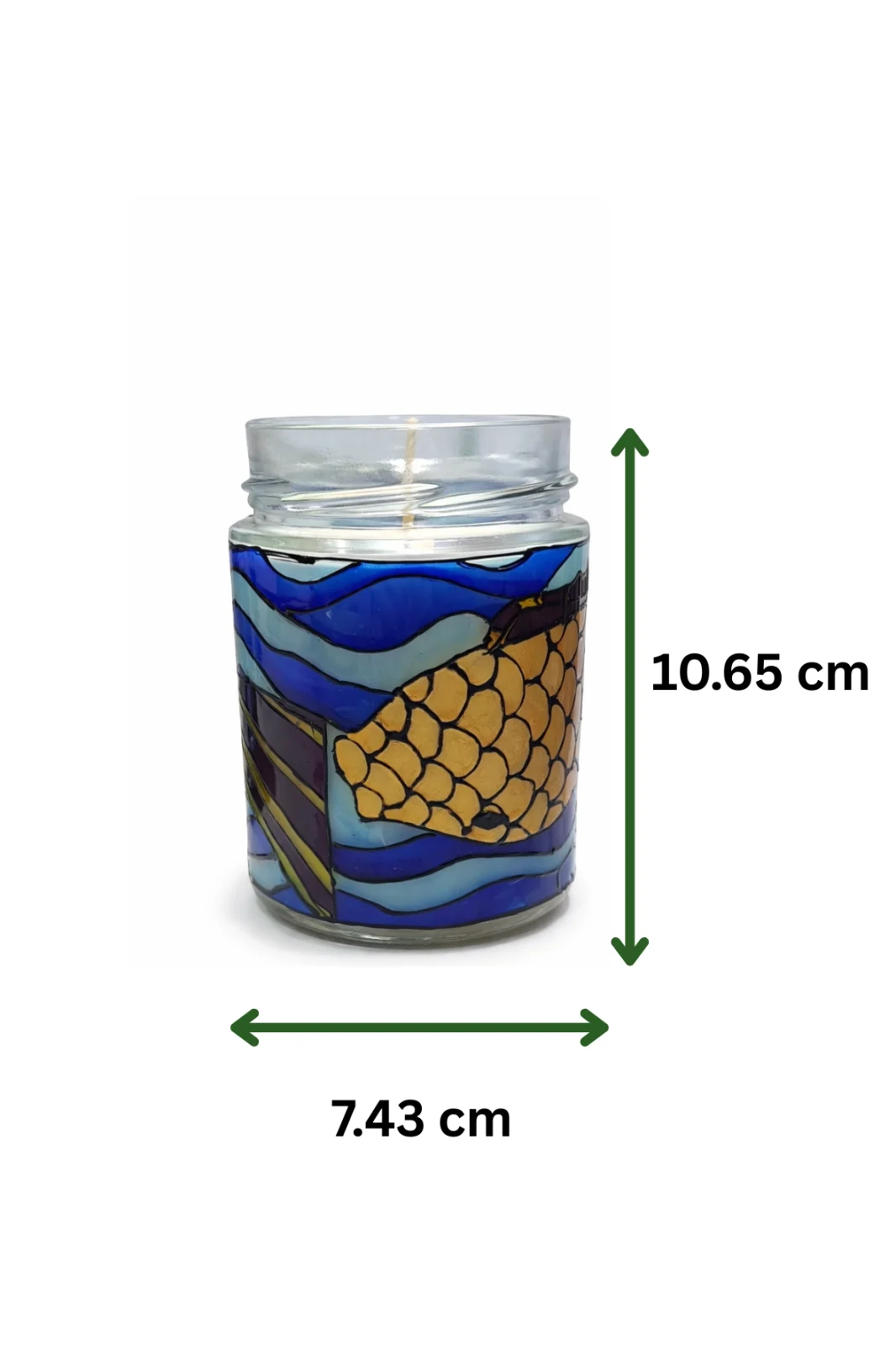 Peste Auriu Lumânare Parfumată din ceară de Soia – Borcan vitraliu reutilizabil, lampă decorativă cadou