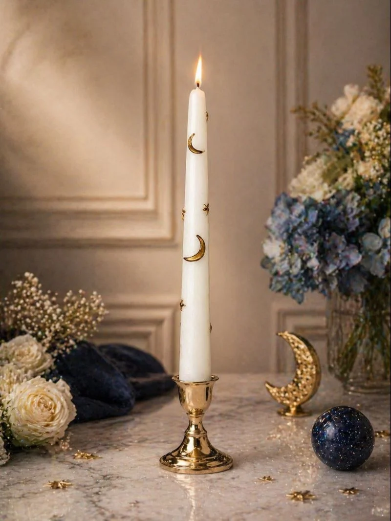 Set 2 lumanari sfesnic - Stele si Luna Aurii