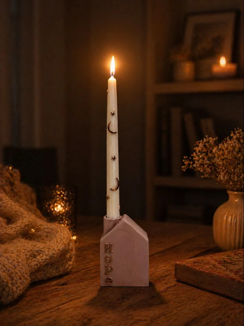Set 2 lumanari sfesnic - Stele si Luna Aurii