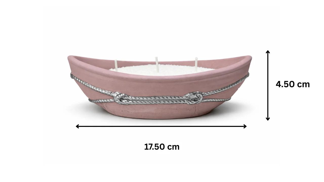 Set lumânare nisip cu suport ceramic in forma de Barcuta,