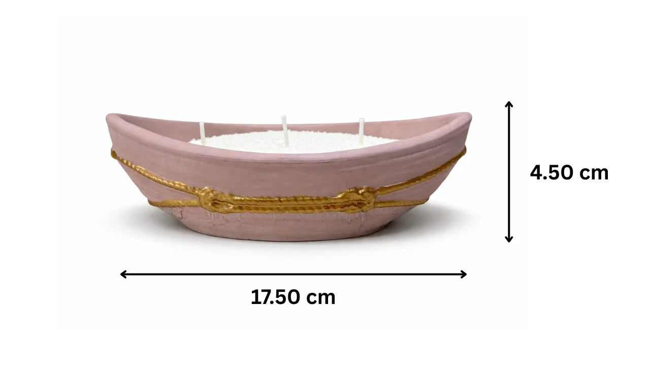 Set lumânare nisip cu suport ceramic in forma de Barcuta,