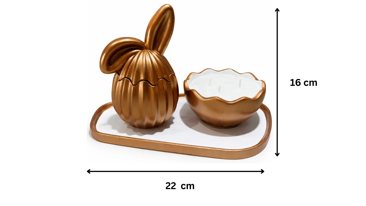 Set decorativ Iepuras cu lumanare DIY - alama antica